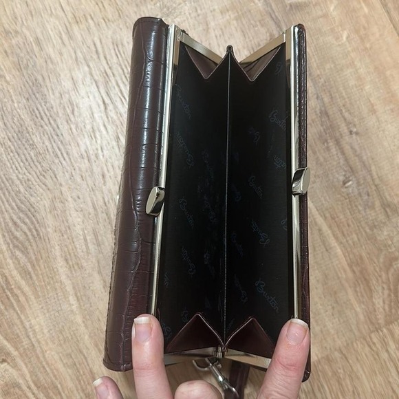 BUXTON | Brown Crocodile Embossed Wristlet - Picture 7 of 7